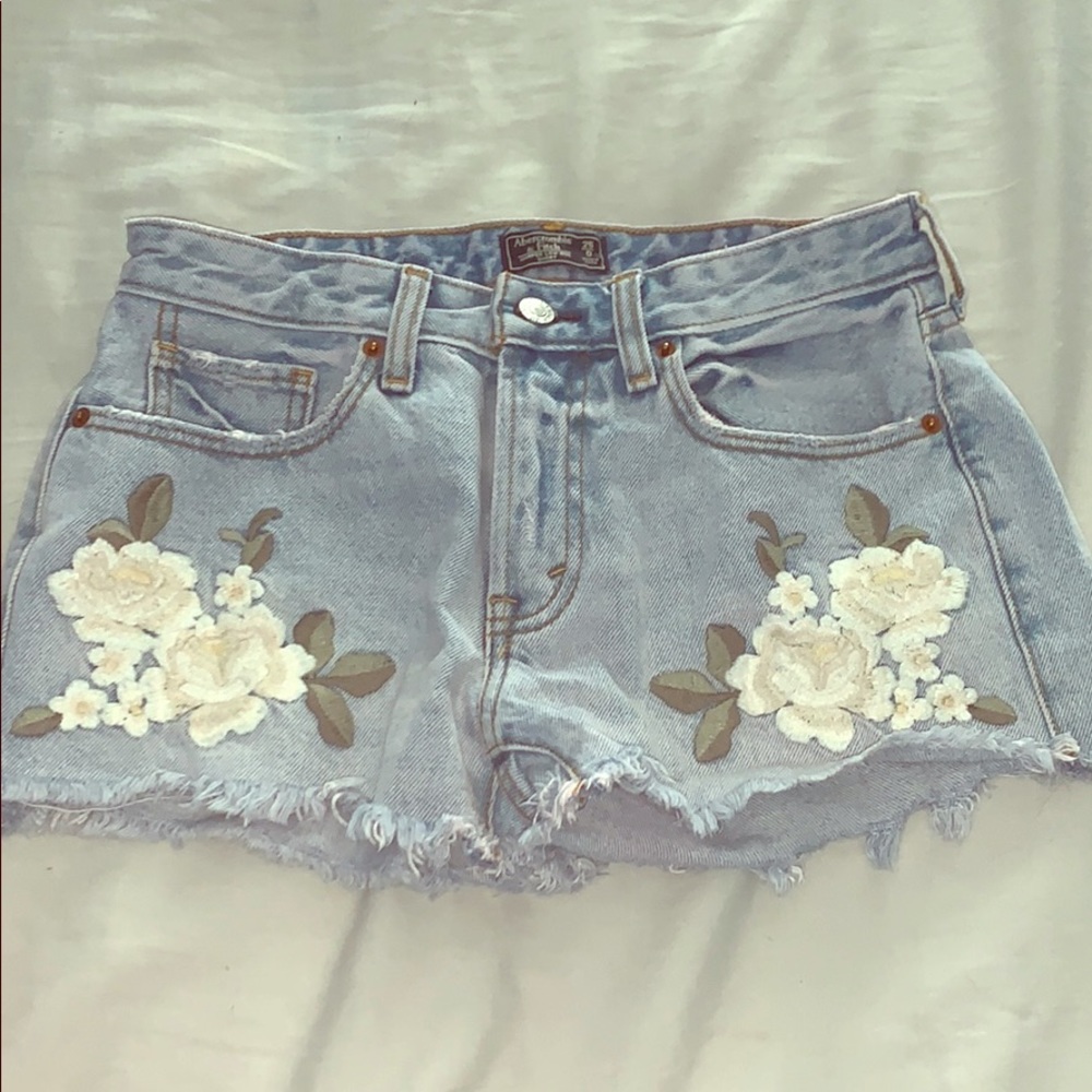 Floral jean shorts